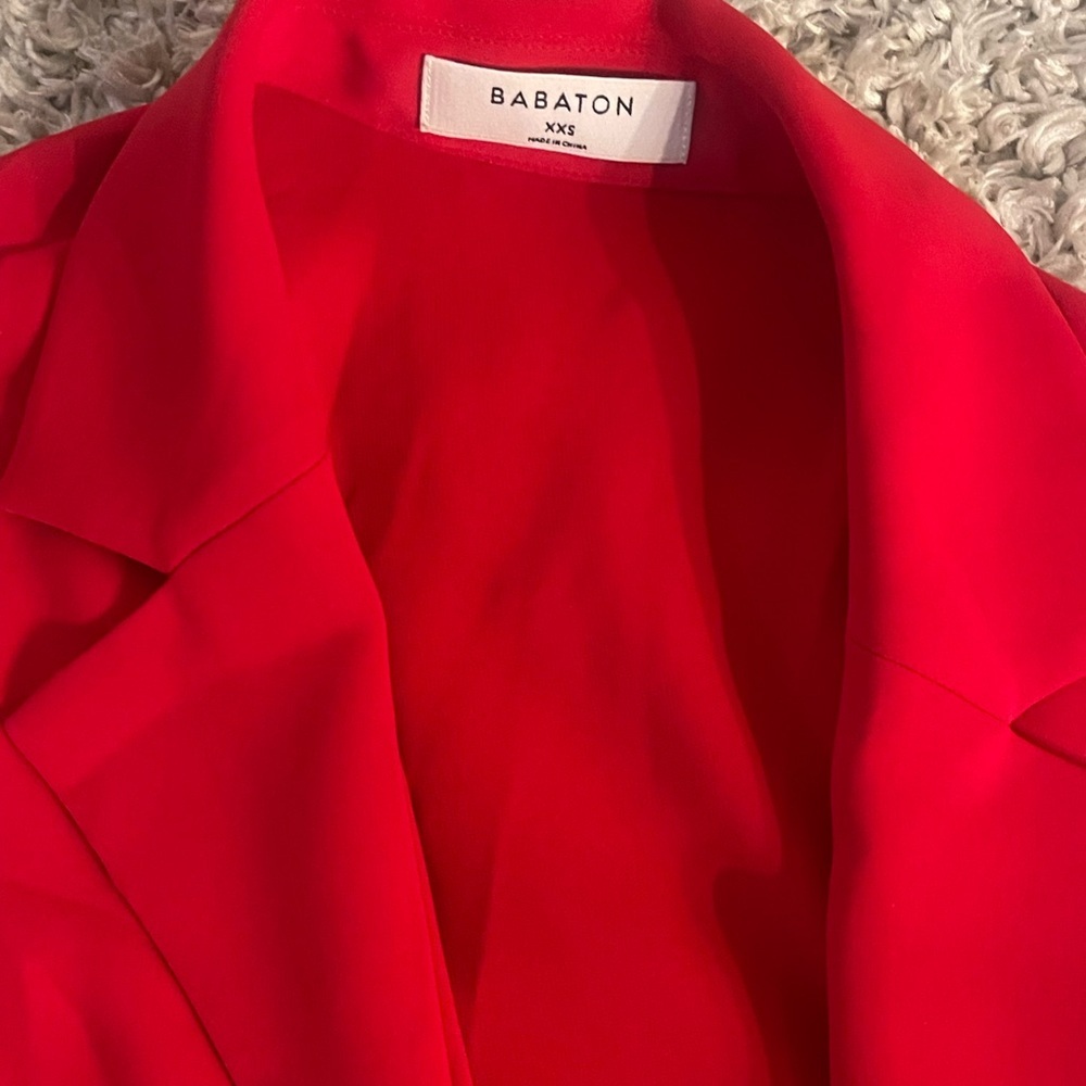 BABATON Aritzia Bodysuit XXS Red Long Sleeve Tie Front Ace Blazer Style Thong - Picture 5 of 13